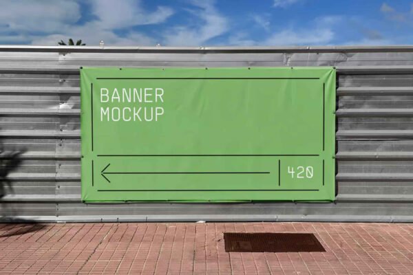 Banner on Construction Fence Mockup