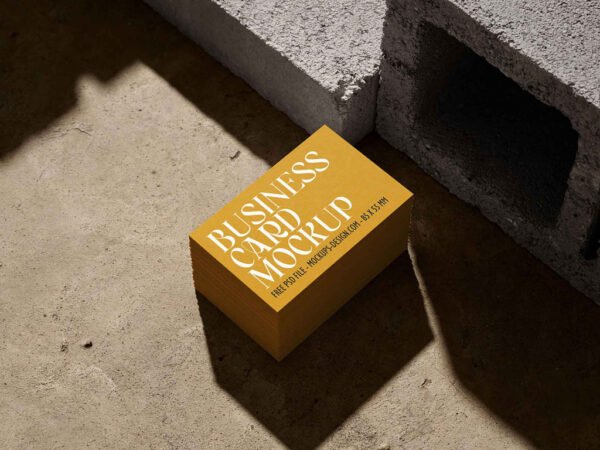 Business Card with Concrete Brick Mockup