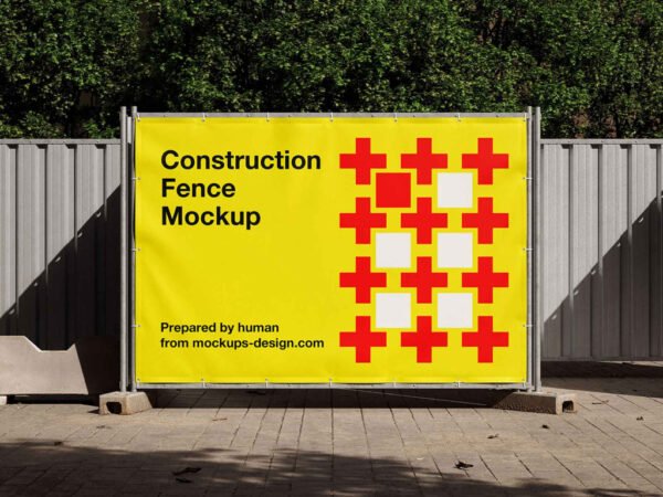Construction Fence Banner Mockup