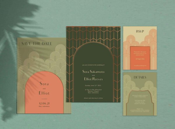 Geometric Wedding Invitation Template (AI)