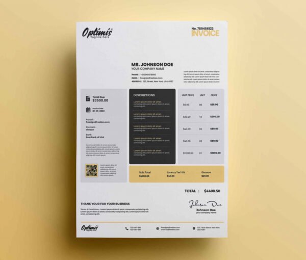 Free Optimis Invoice Template (PSD)