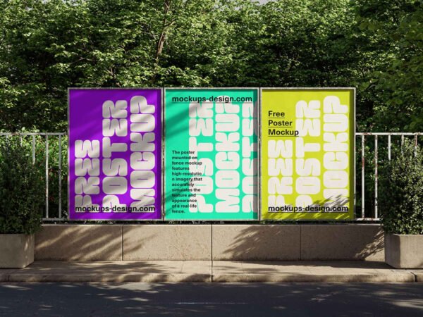Posters on Fence Mockup