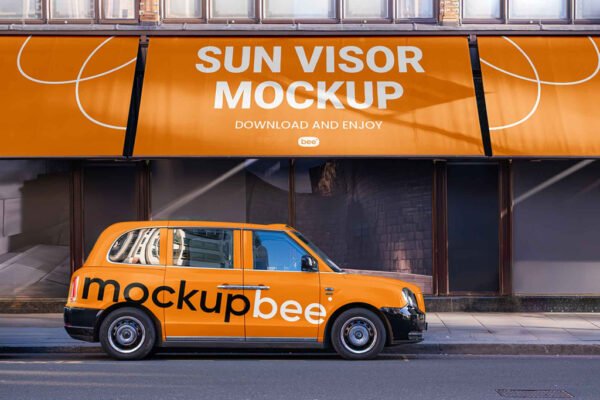 Shop Awning and Car Branding Mockup