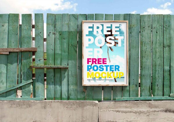 Wooden Wall Vertical Poster Mockup