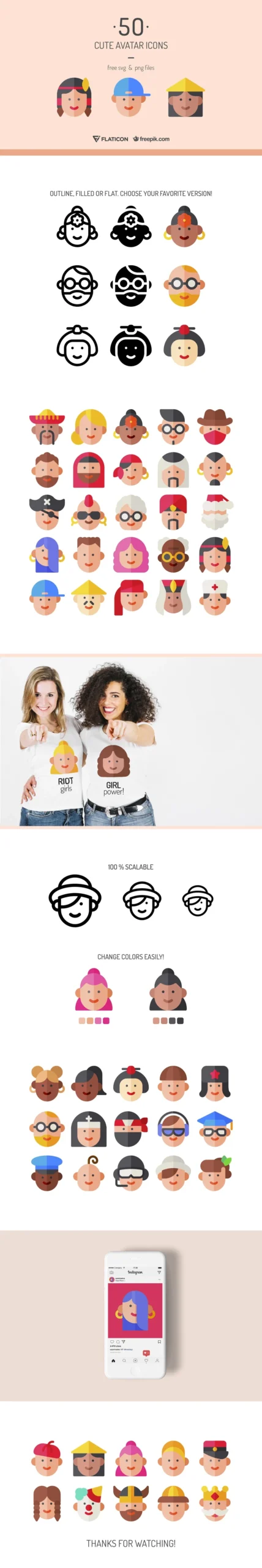 Cute User Avatar Icon Set