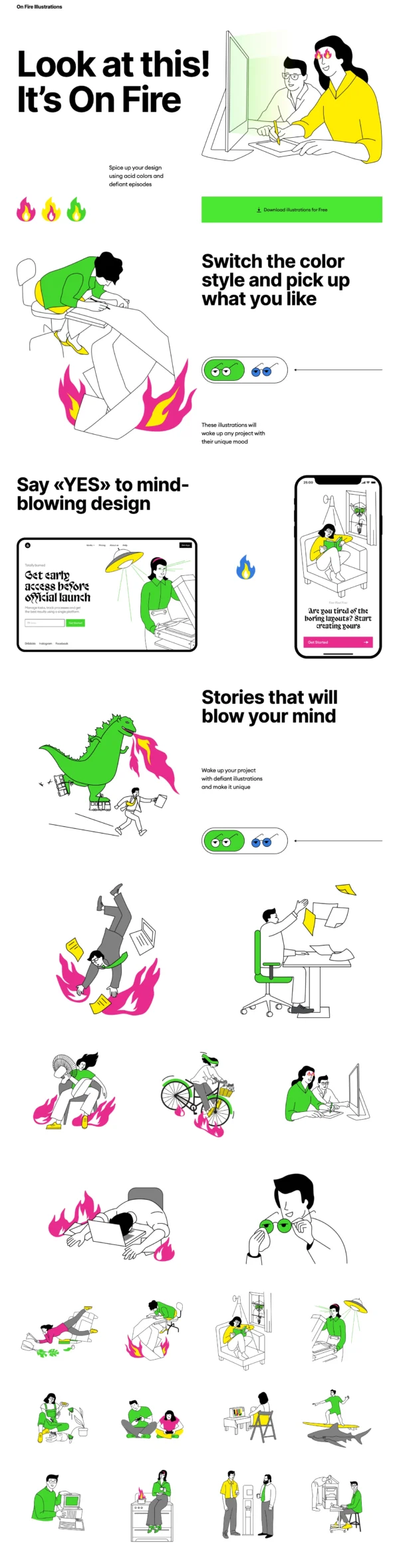 On Fire Free Illustrations