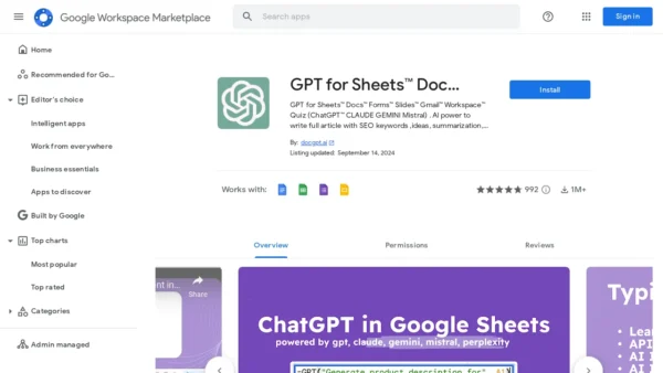 ChatGPT, Gemini, Mistral, Perplexity for Sheets | Programmatic SEO | Data Enrichment | o1-preview | o1-mini | gpt-4o