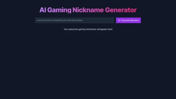 AI Gaming Nickname Generator
