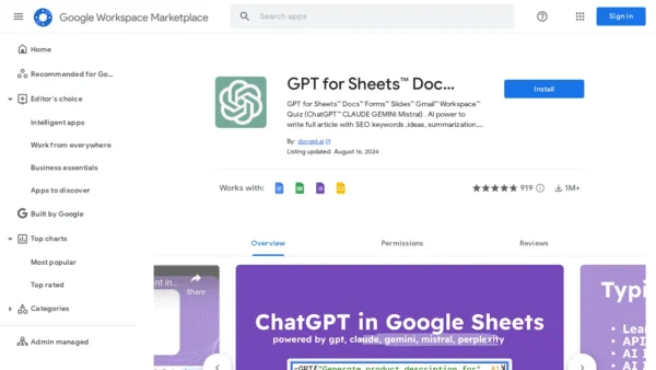 GPT, Gemini, Mistral, Perplexity for Sheets | Programmatic SEO | Data Enrichment